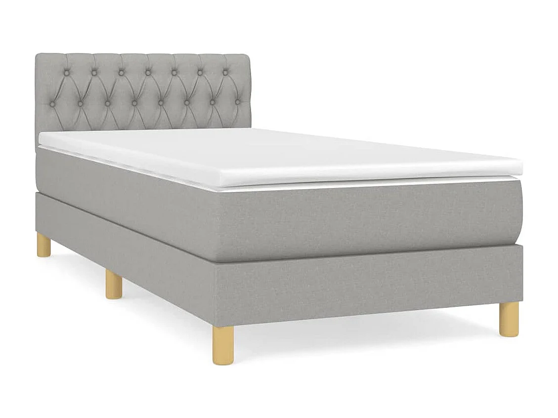 Lit à sommier tapissier avec matelas Gris clair 100x200 Tissu 5