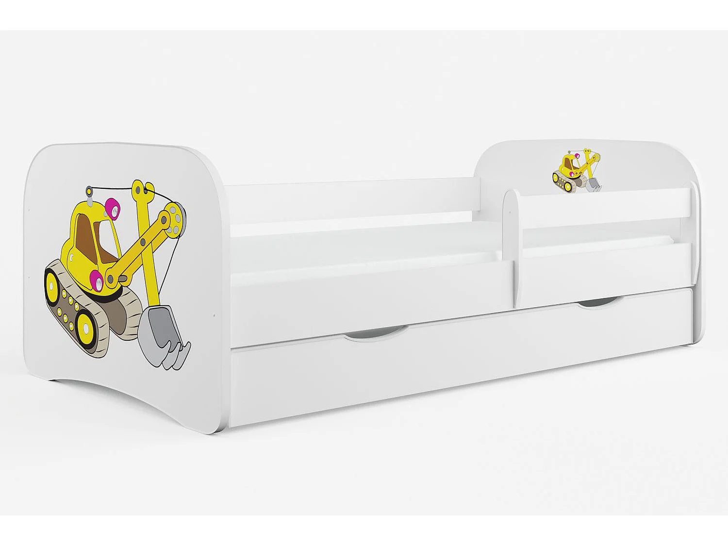 Lit enfant version grue avec sommiers et barrière de sécurité amovible Drimy-Matelas mousse-80x160