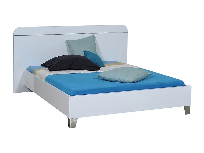 Lit adulte moderne bois laqué blanc brillant Best 160