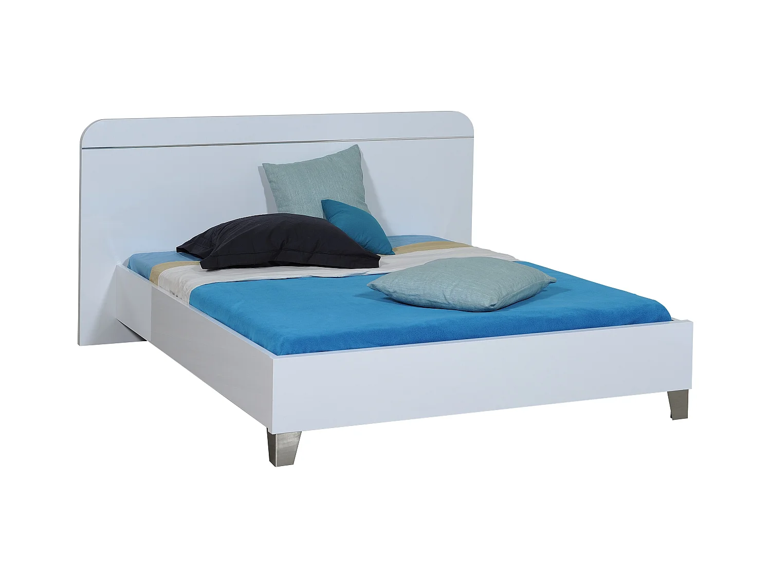 Lit adulte moderne bois laqué blanc brillant Best 160