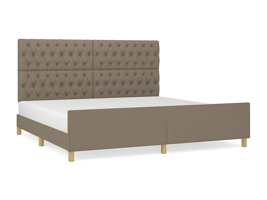 Lit avec tête de lit Taupe 200x200 Tissu 2