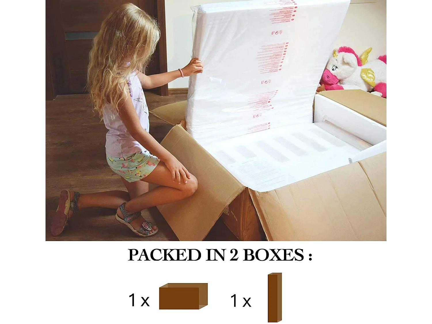 Cama infantil Unicornio con somieres y barrera de seguridad extraíble Drimy-Ropa de cama 70x140 cm