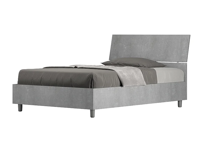 Bett mit Lattenrost 120x200, geneigtes Kopfteil aus Demas-Beton