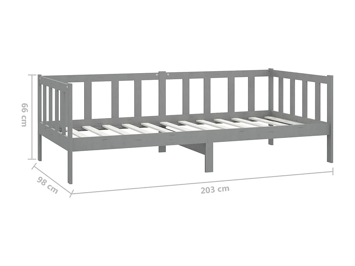 Lit avec matelas 90x200 Gris Bois de pin massif 8