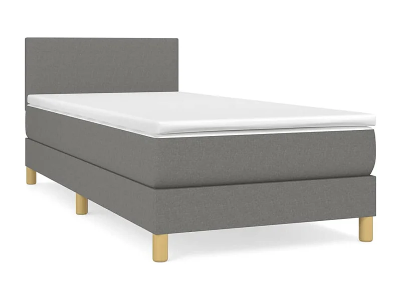Lit à sommier tapissier et matelas Gris foncé 90x190 Tissu 3