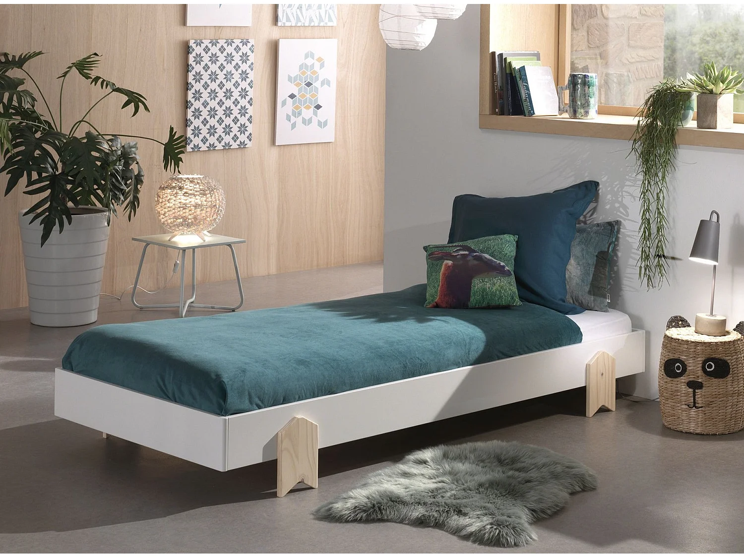 Lit Enfant en Bois "Modulo Arrow" 90x200cm Blanc