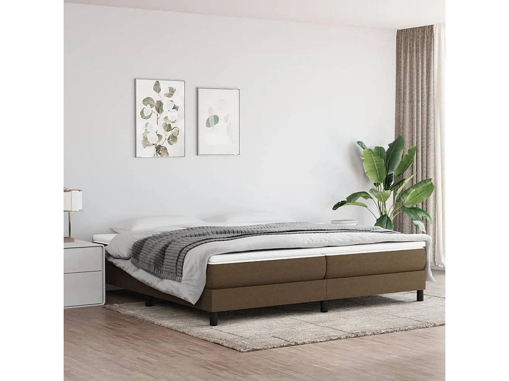 Lit à sommier tapissier avec matelas Marron foncé 200x200 13