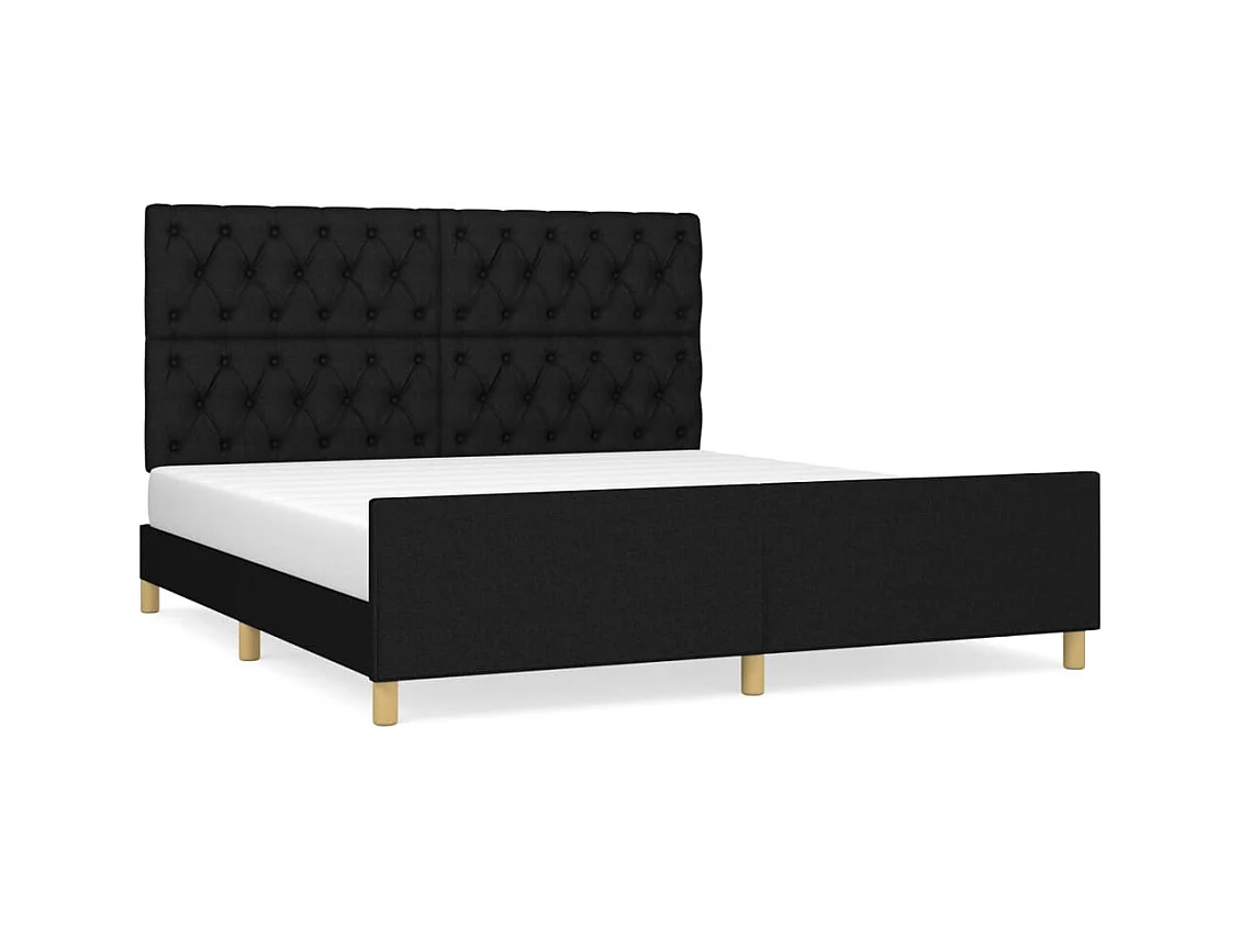 Lit avec tête de lit Noir 160x200 Tissu