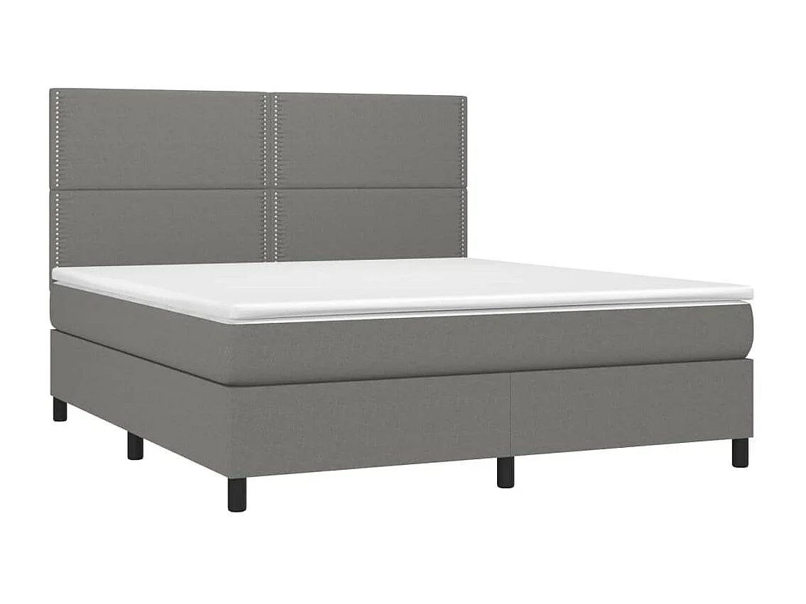Lit à sommier tapissier avec matelas Gris foncé 160x200 Tissu 10