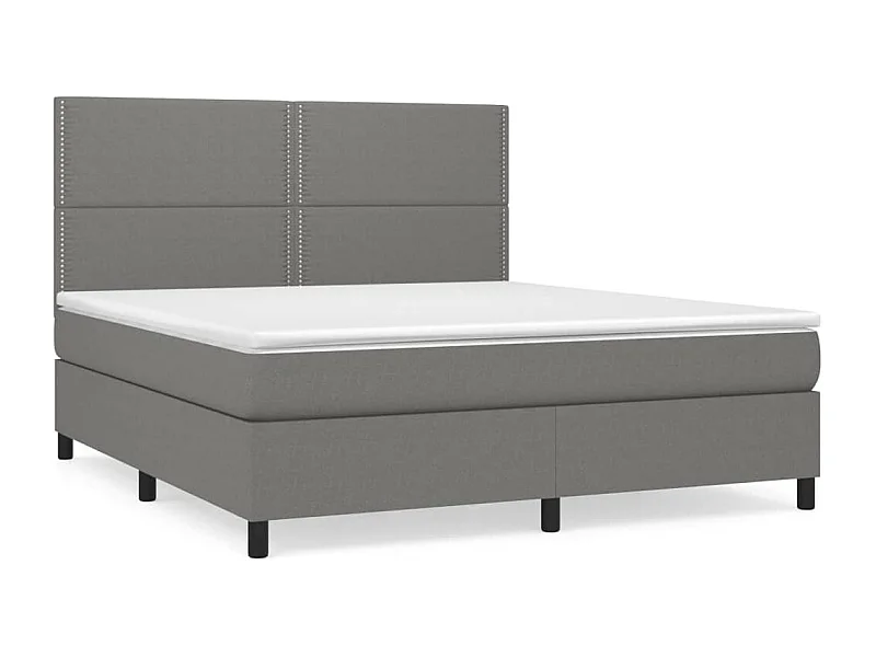 Lit à sommier tapissier avec matelas Gris foncé 160x200 Tissu 10