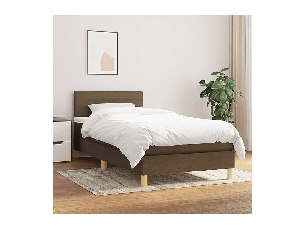Lit à sommier tapissier avec matelas Marron foncé 90x200 4