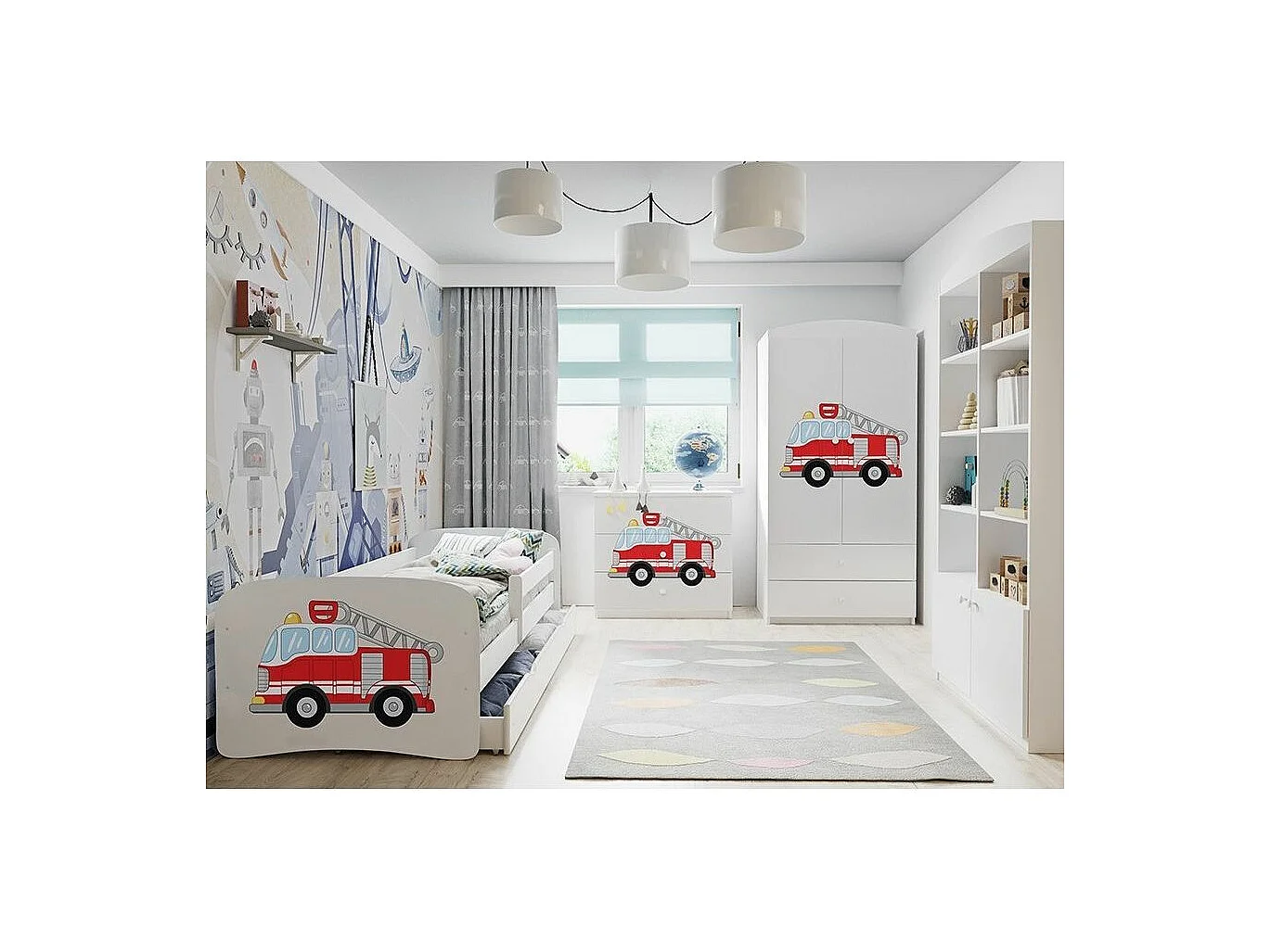 Lit enfant blanc Safari avec sommiers et barrière de sécurité amovible Drimy-80x180-Tiroirs Avec tiroir