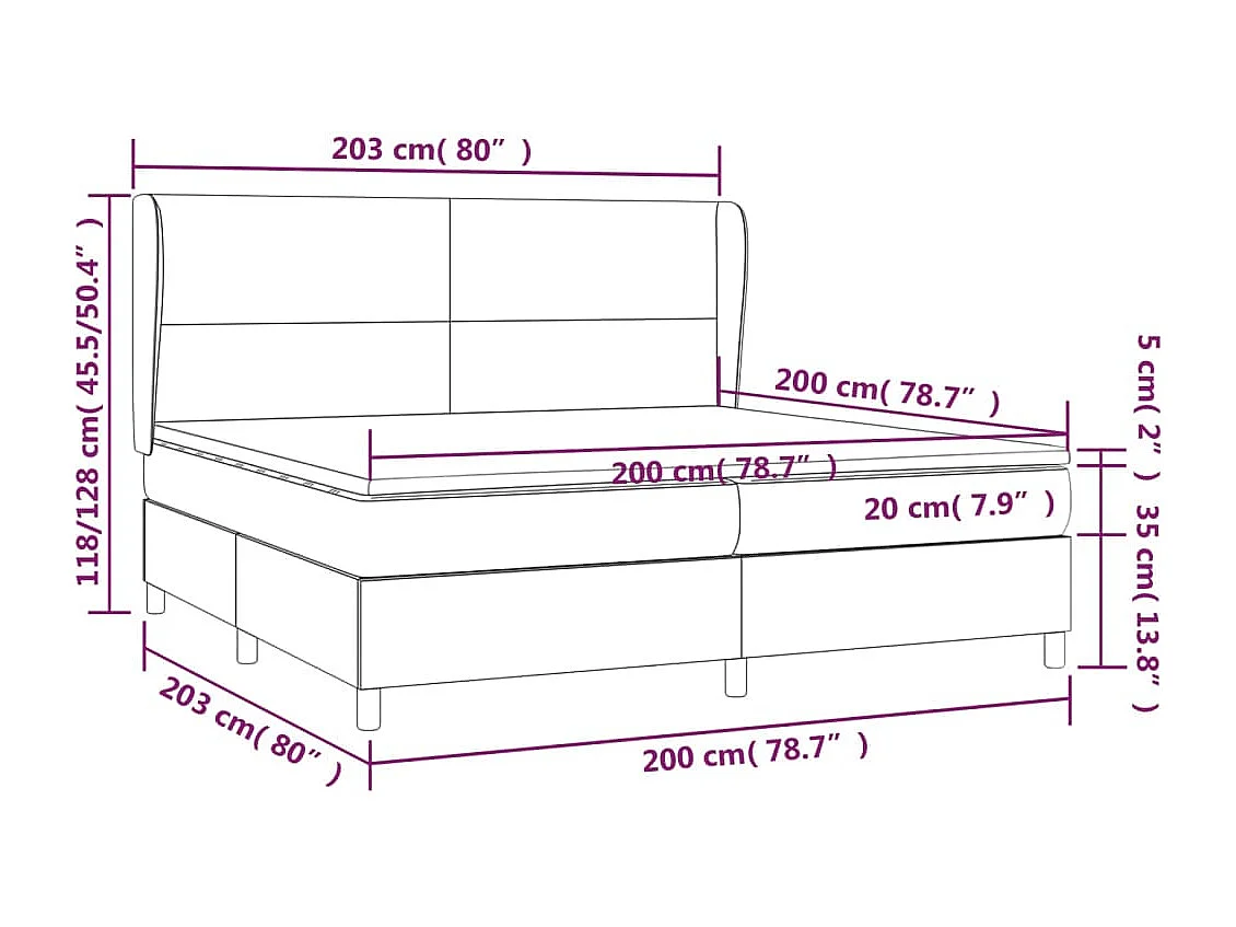 Lit à sommier tapissier et matelas Vert foncé 200x200 Velours 6