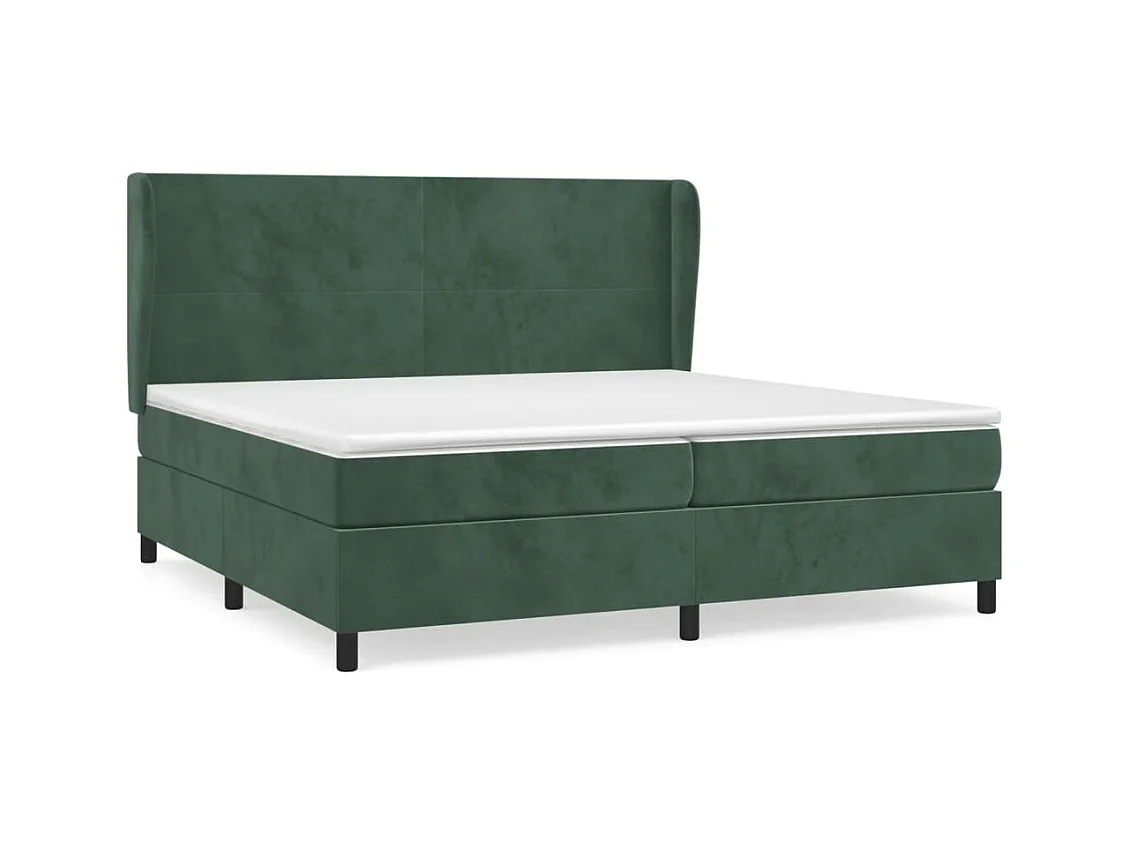 Lit à sommier tapissier et matelas Vert foncé 200x200 Velours 6