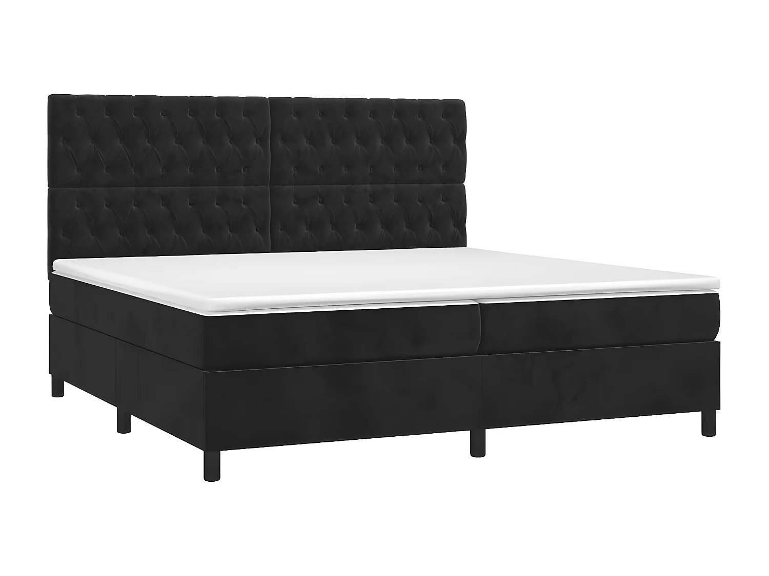 Lit à sommier tapissier et matelas Noir 200x200 Velours