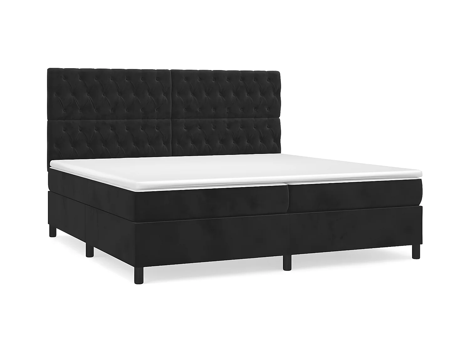 Lit à sommier tapissier et matelas Noir 200x200 Velours