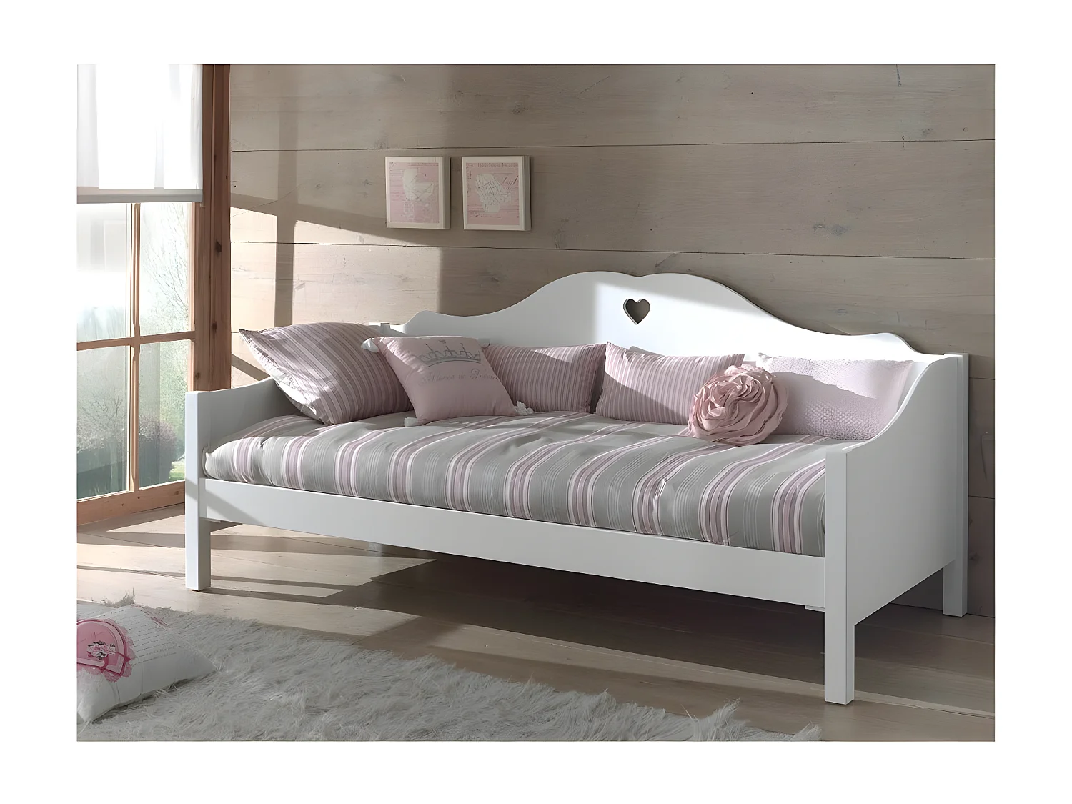 Lit Banquette Enfant "Amori" 90x200cm Blanc