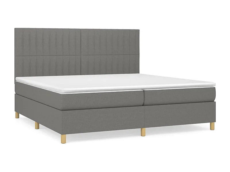 Lit à sommier tapissier avec matelas Gris foncé 200x200 Tissu 4