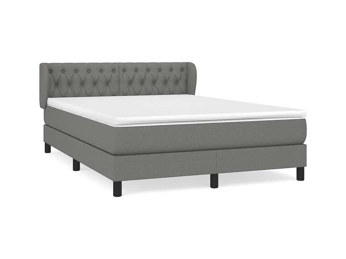 Lit à sommier tapissier avec matelas Gris foncé 140x190 Tissu 3