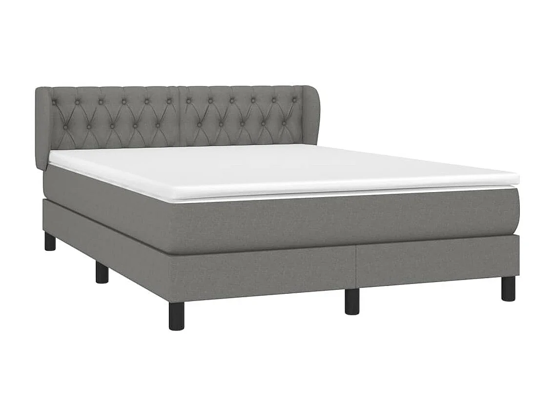 Lit à sommier tapissier avec matelas Gris foncé 140x190 Tissu 3