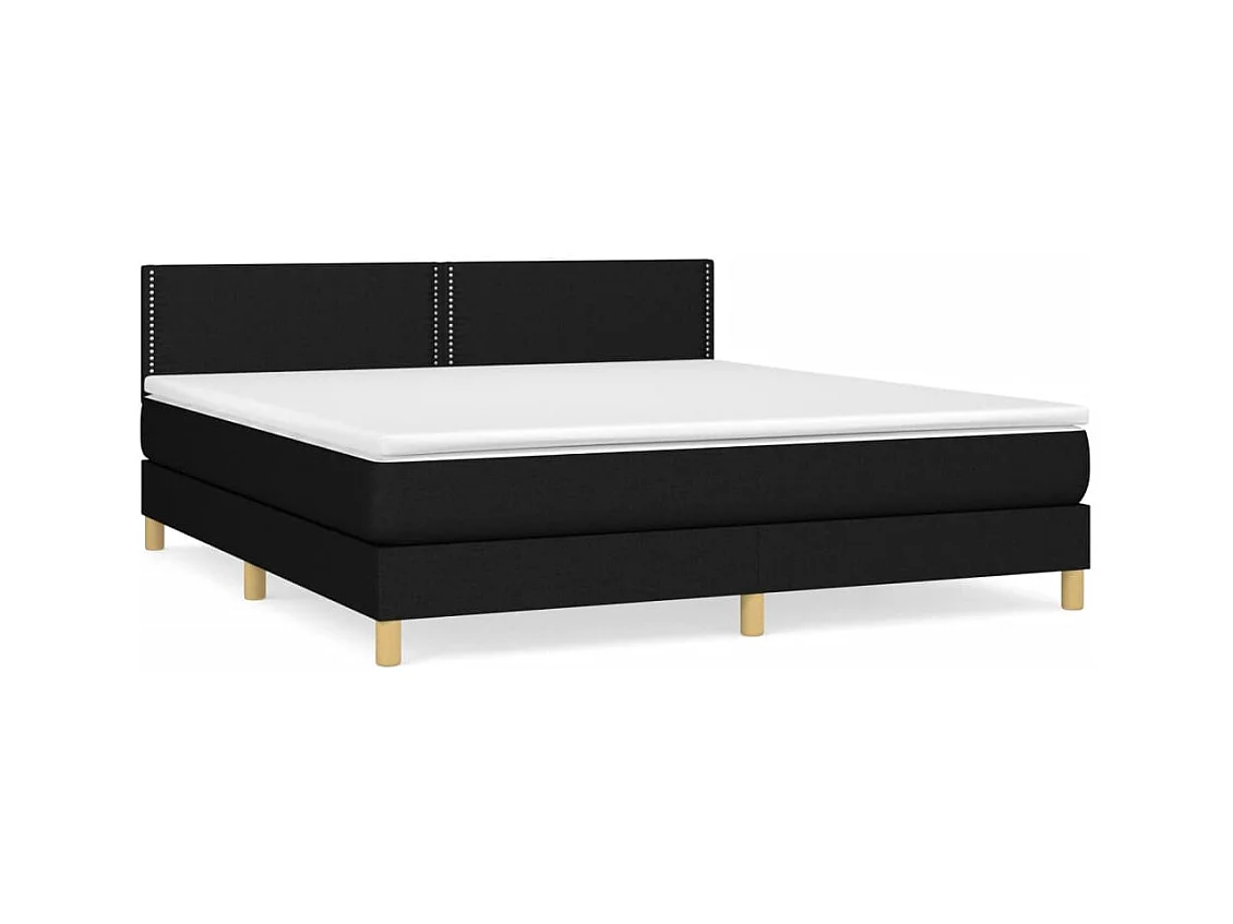 Lit à sommier tapissier avec matelas Noir 160x200 Tissu 2