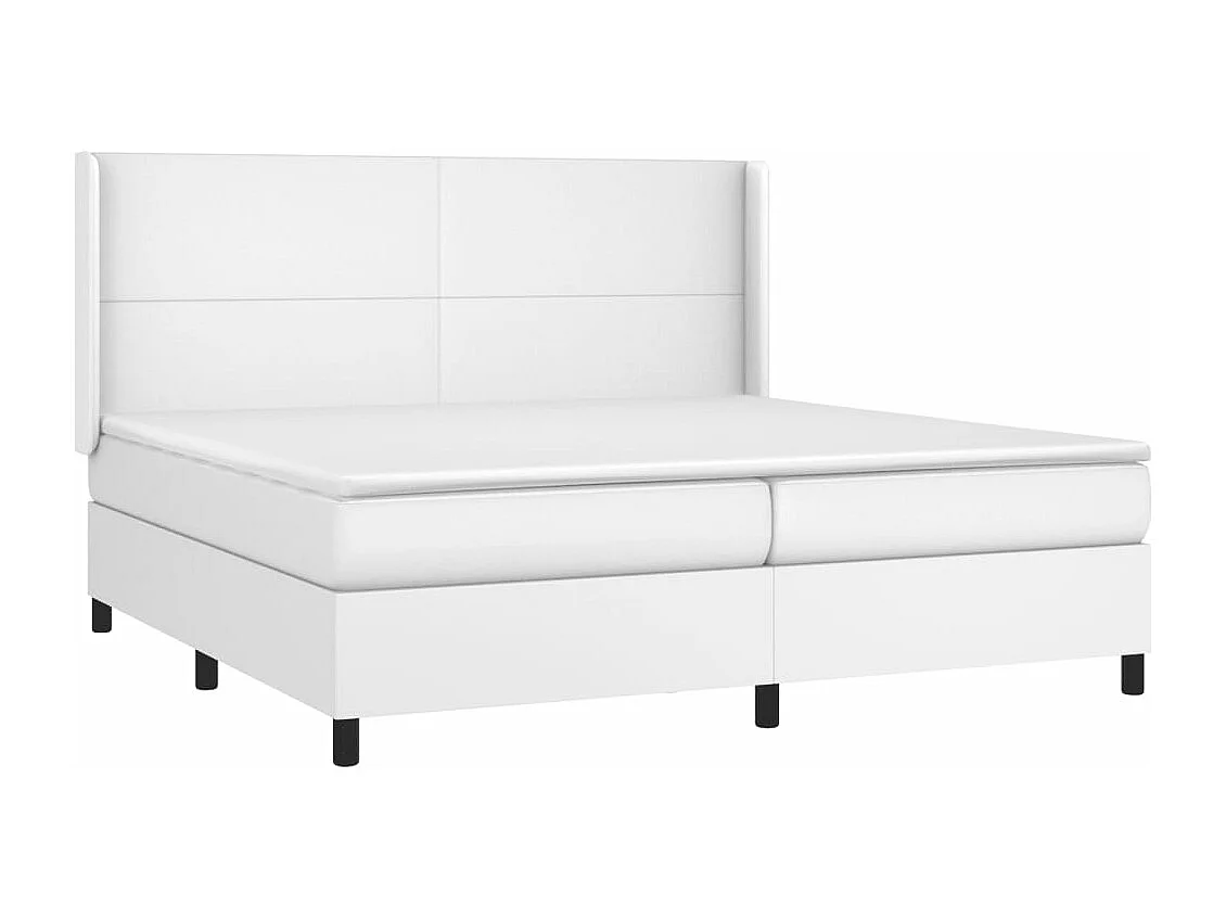 Lit à sommier tapissier et matelas et LED Blanc 200x200 Similicuir