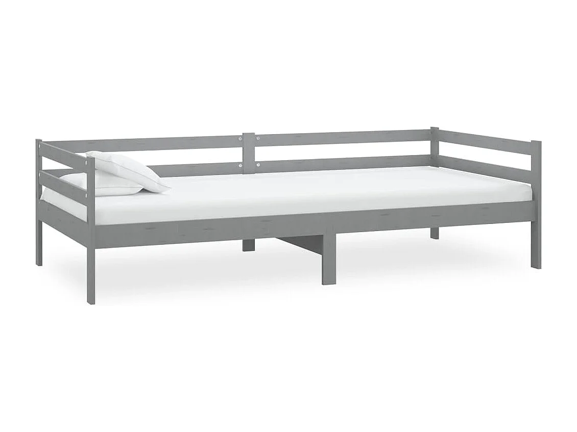 Lit avec matelas 90x200 Gris Bois de pin massif 2