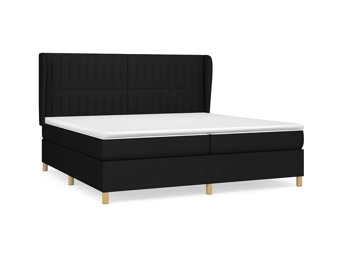 Lit à sommier tapissier avec matelas Noir 200x200 Tissu 8