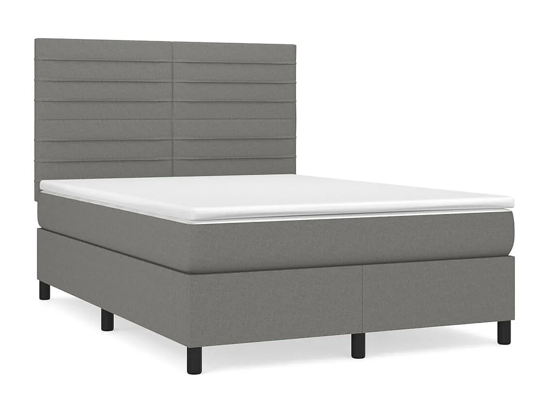 Lit à sommier tapissier avec matelas Gris foncé 140x190 Tissu 4