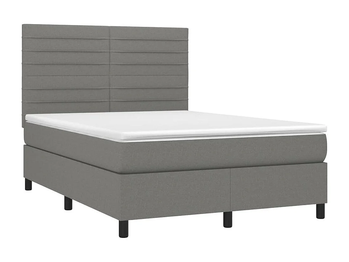 Lit à sommier tapissier avec matelas Gris foncé 140x190 Tissu 4