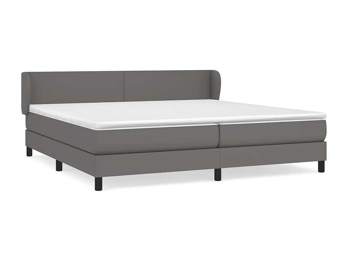 Lit à sommier tapissier avec matelas Gris 200x200 Similicuir