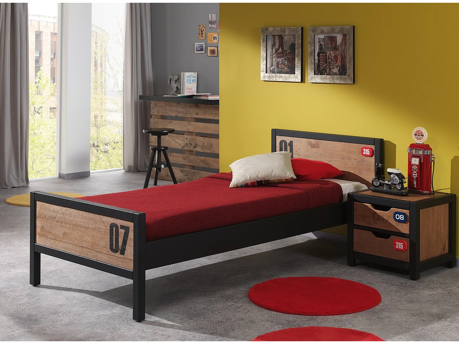 Lit Enfant "Alex" 90x200cm Marron & Noir