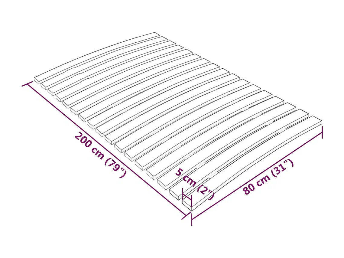 Lattenbodem met 17 latten 80x200 cm