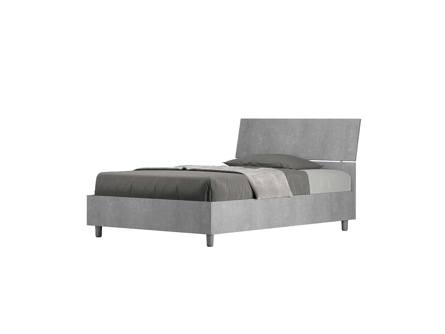 Lit 1 place et demi sans sommier 120x200 tête de lit inclinée gris béton Demas