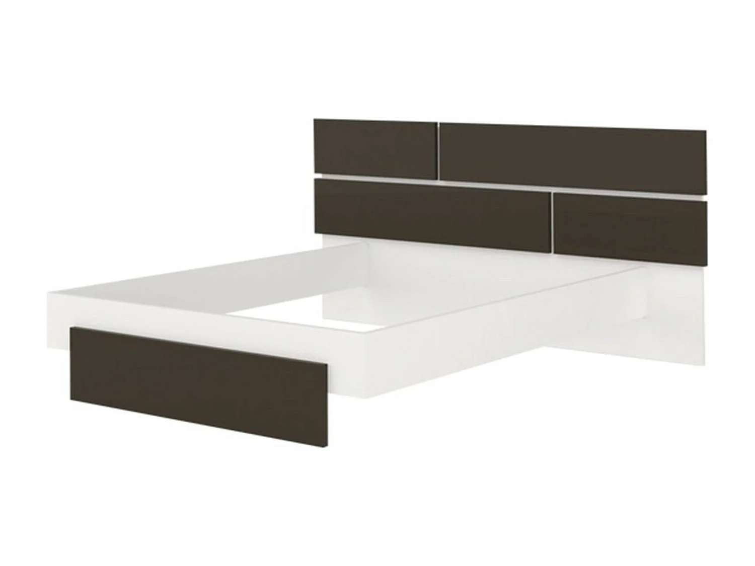 Lit laqué blanc et anthracite avec éclairage à tête de lit à effet graphique Kido 140x190