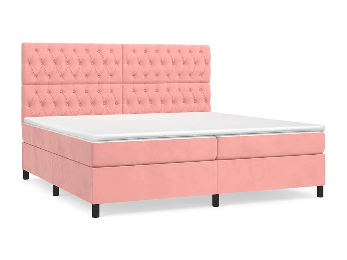 Lit à sommier tapissier avec matelas Rose 200x200 Velours 2