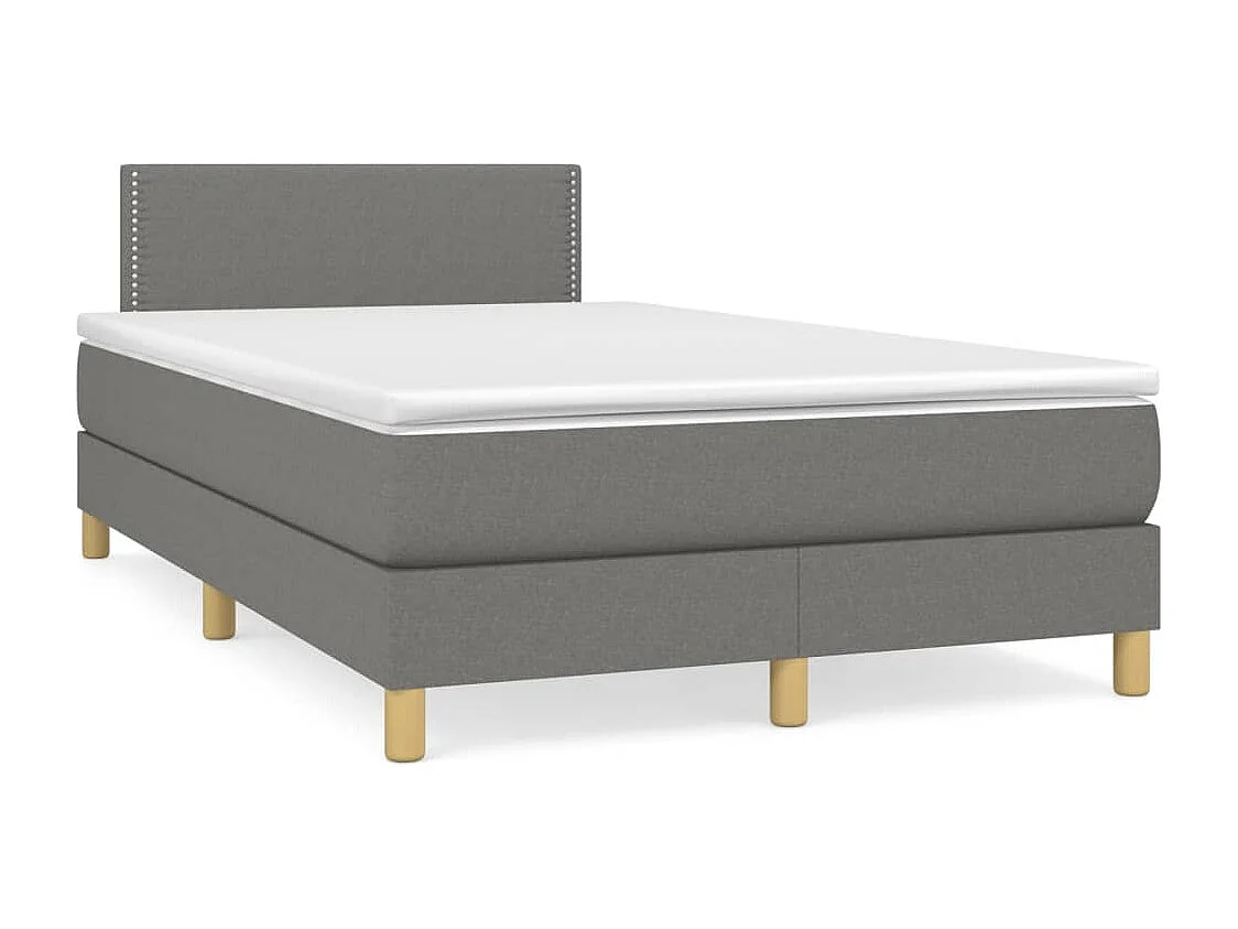 Lit à sommier tapissier avec matelas Gris foncé 120x200 Tissu 4