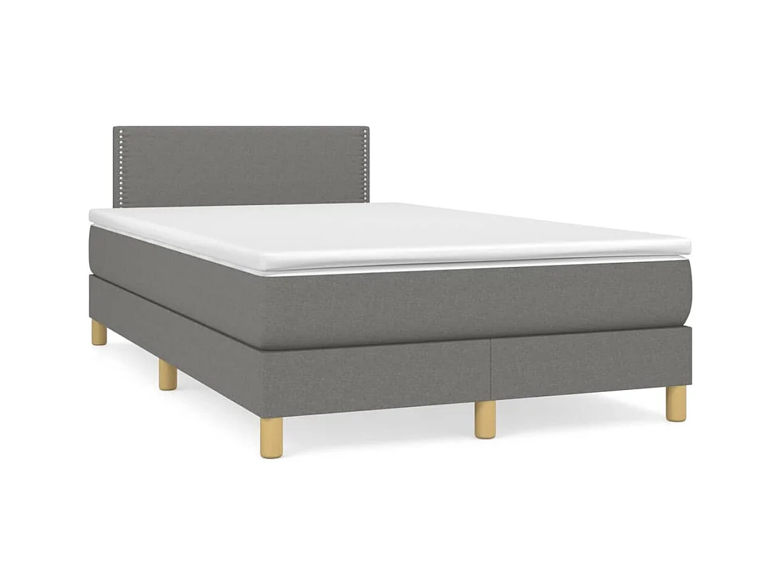 Lit à sommier tapissier avec matelas Gris foncé 120x200 Tissu 4