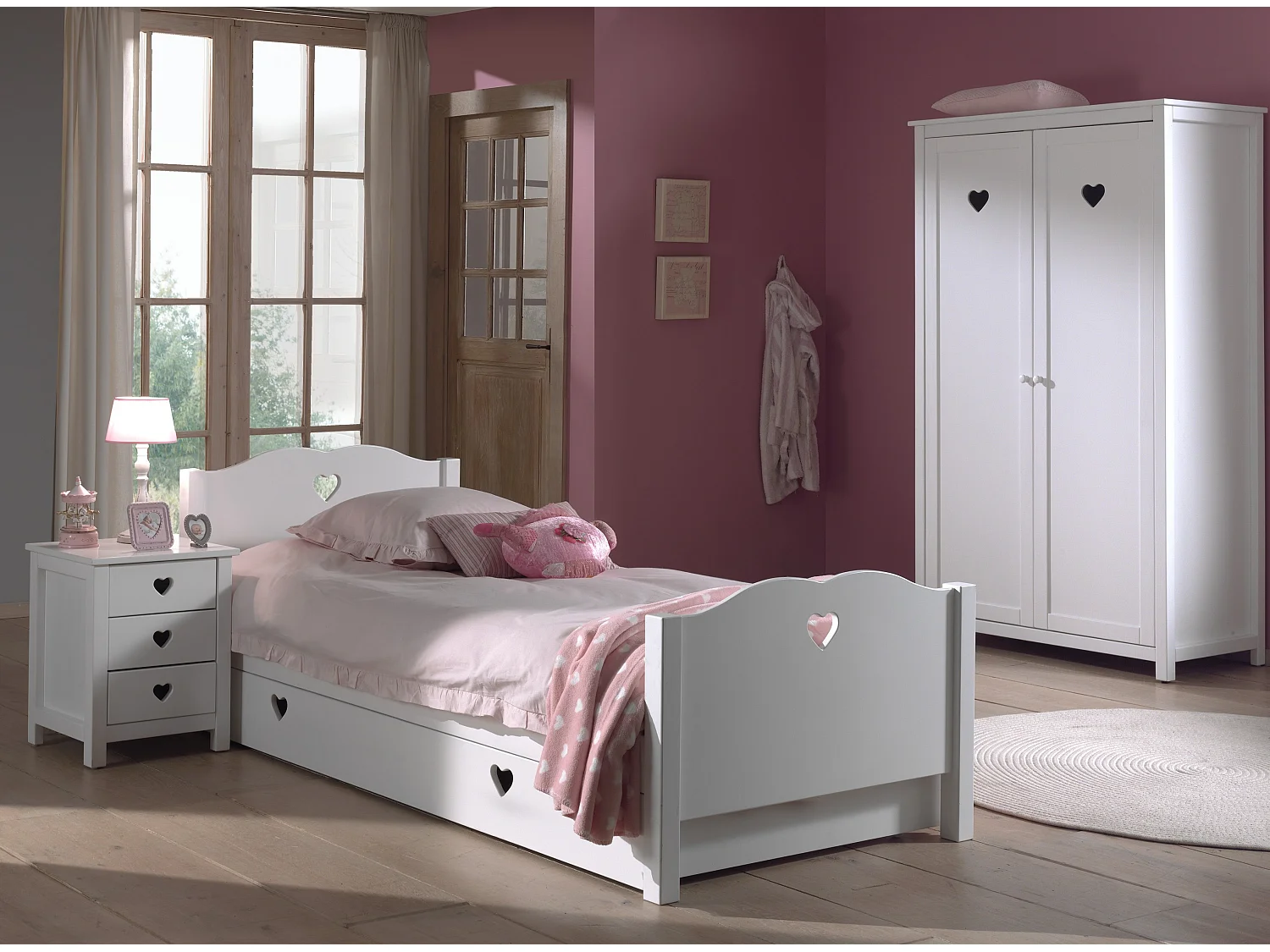 Lit Enfant avec Tiroir "Amori" 90x200cm Blanc