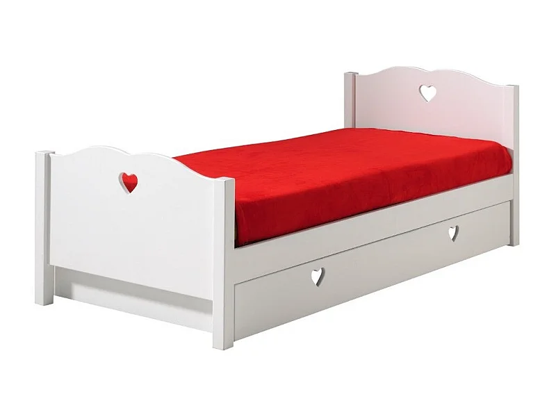 Cama nido 90x200 cm madera lacada blanca Corazón