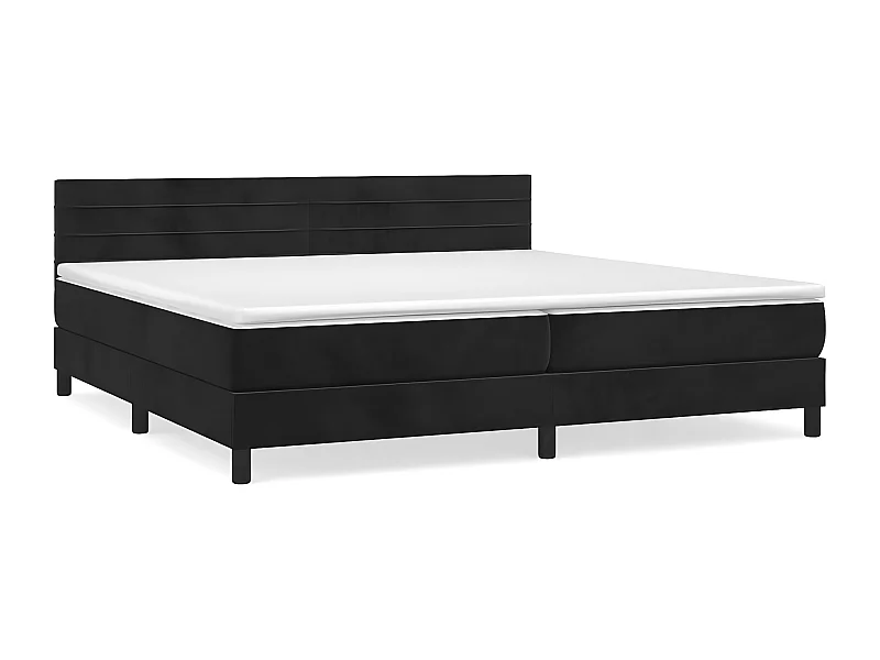 Lit à sommier tapissier et matelas Noir 200x200 Velours 3