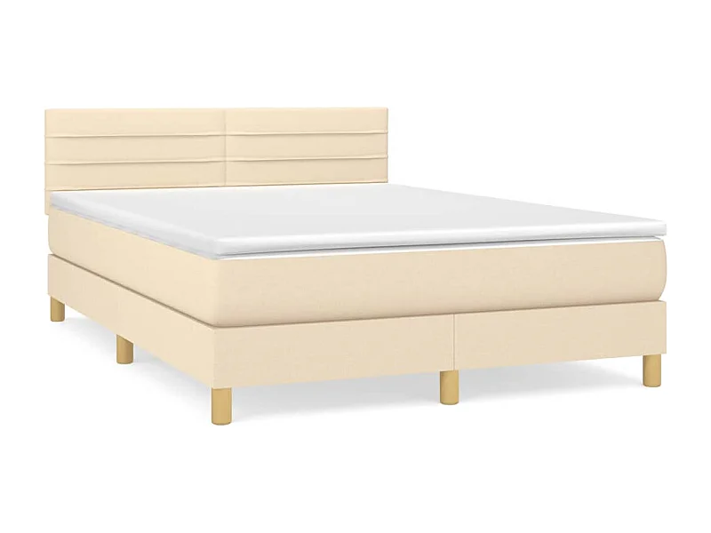 Lit à sommier tapissier avec matelas Crème 140x200 Tissu 7