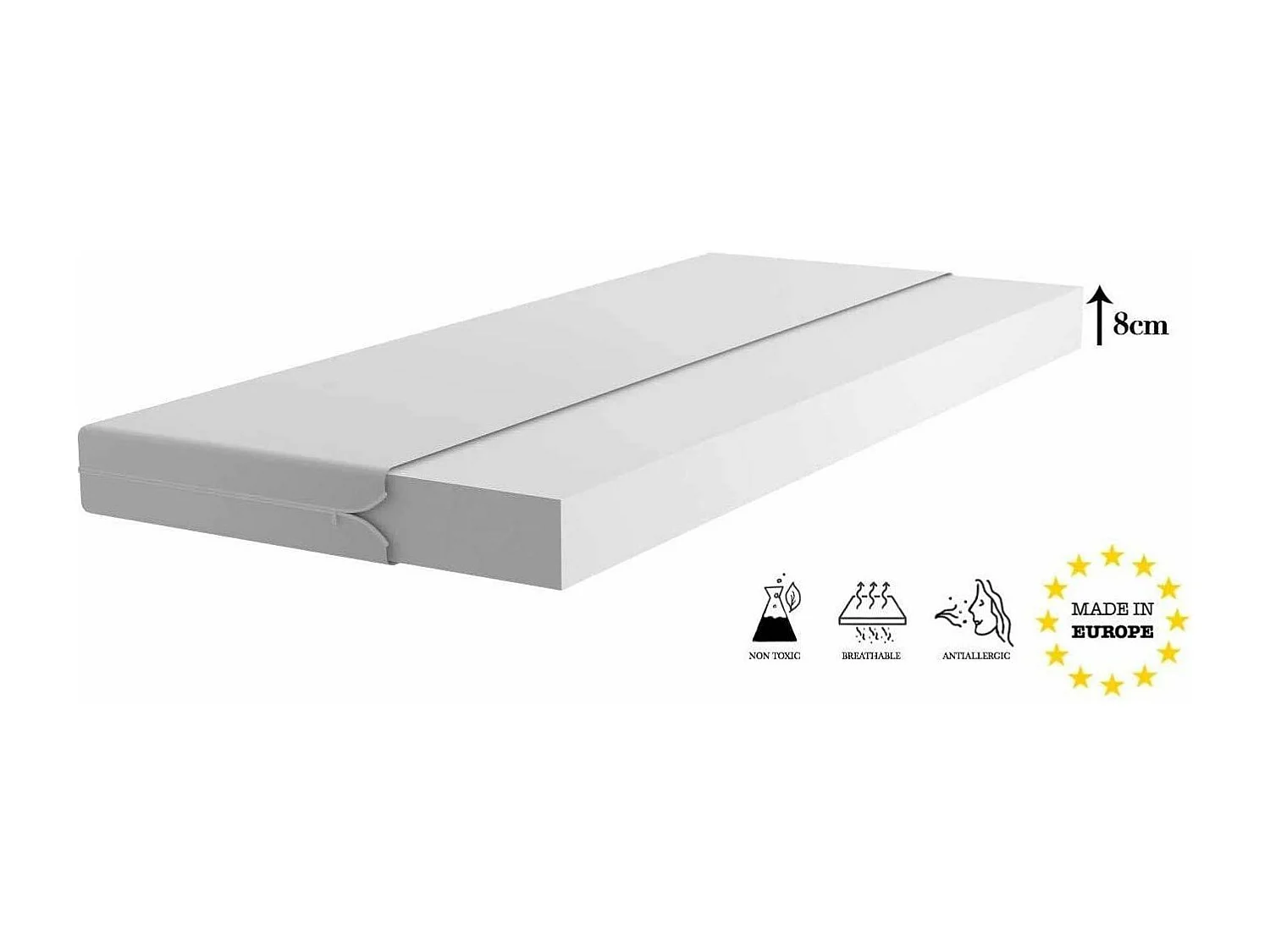 Lit enfant bleu Zoo avec sommiers et barrière de sécurité amovible Drimy-Matelas mousse-80x180