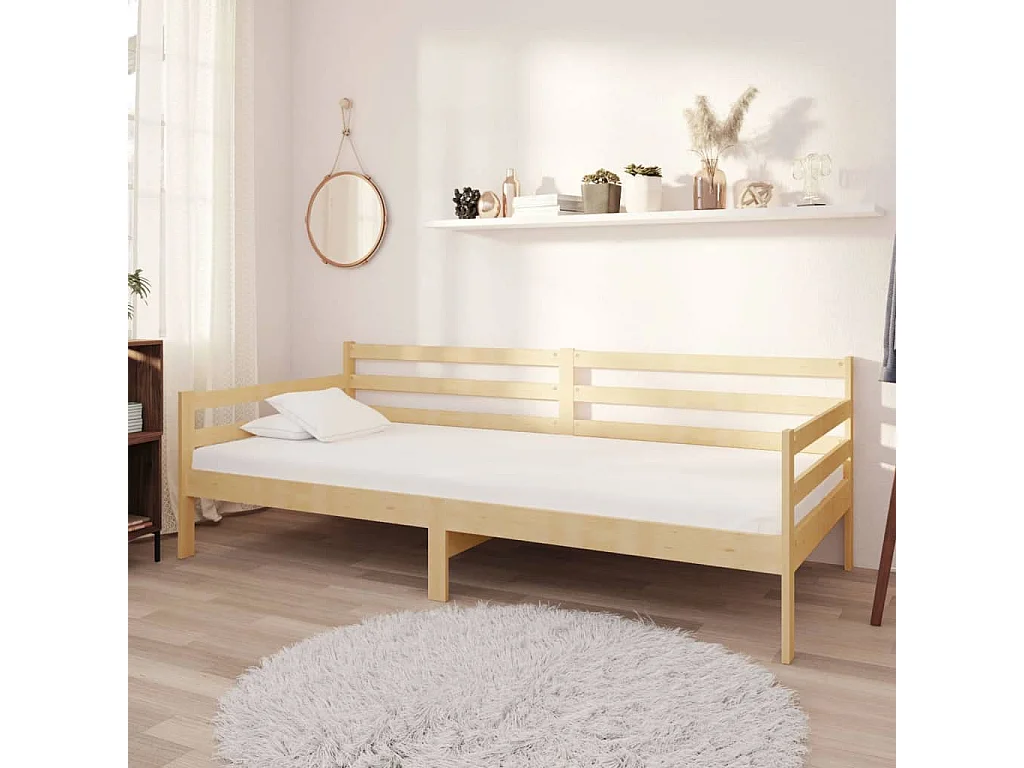 Lit avec matelas 90x200 Bois de pin massif 7