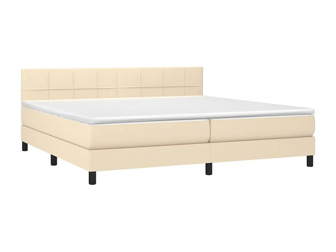 Lit à sommier tapissier avec matelas Crème 200x200 Tissu 3