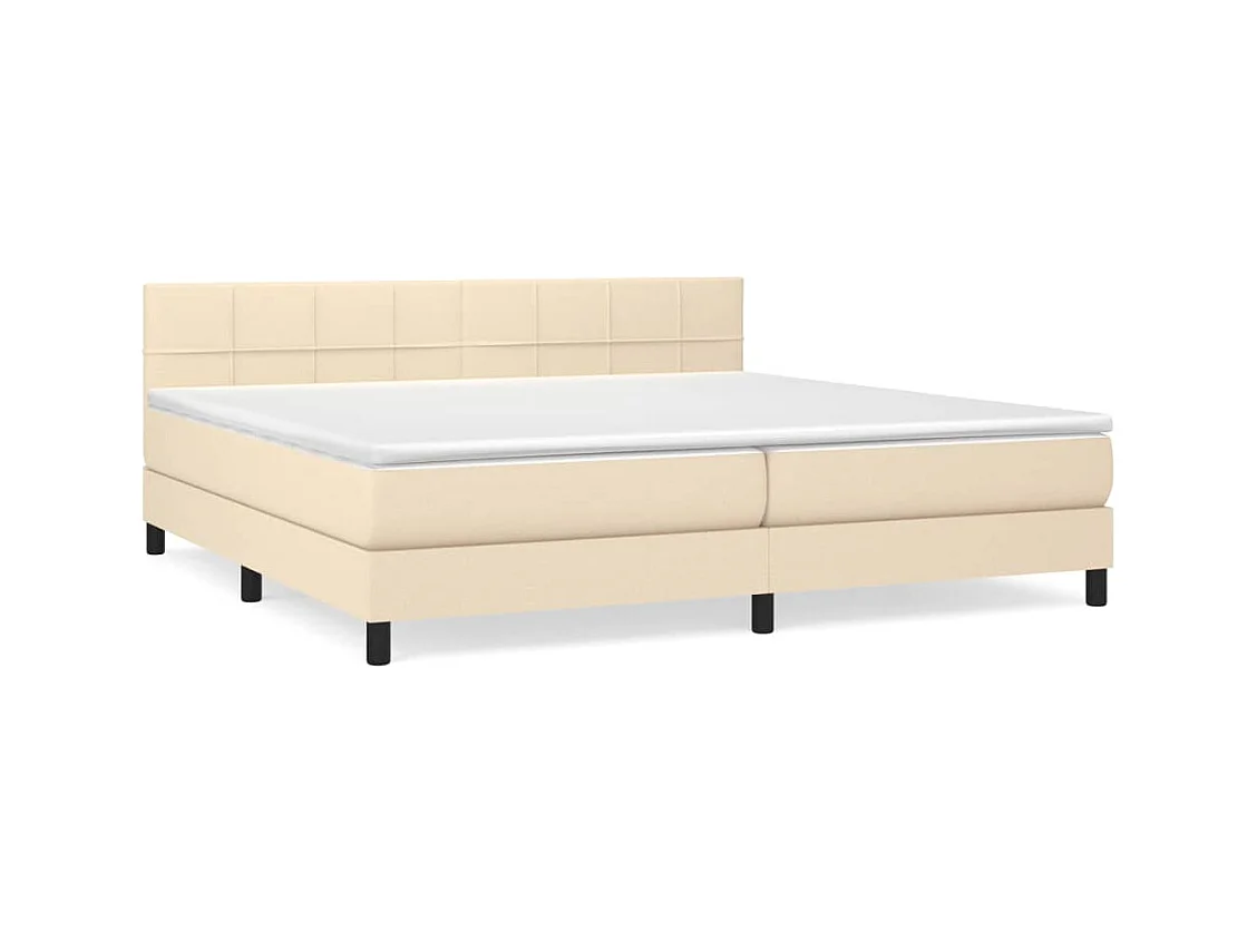 Lit à sommier tapissier avec matelas Crème 200x200 Tissu 3
