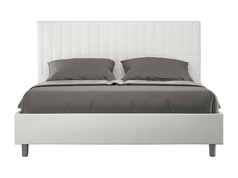 Kunda kunstleer geruit gewatteerd bed-Kleur Wit-Slapen 180x200cm-Keuze Met boxspring