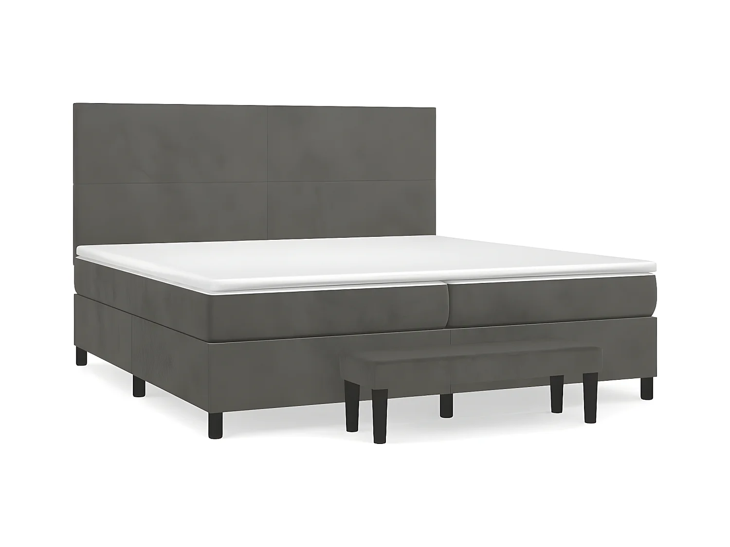Lit à sommier tapissier et matelas Gris foncé 200x200 Velours 5