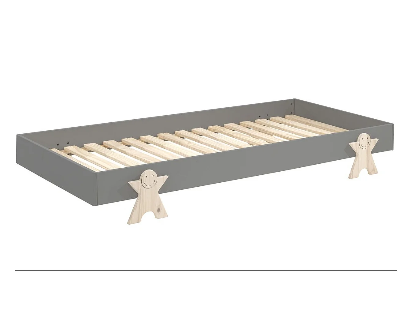 Lit Enfant en Bois "Modulo Smiley" 90x200cm Gris