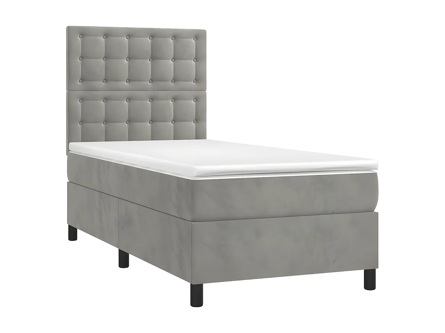 Lit à sommier tapissier et matelas Gris clair 100x200 Velours